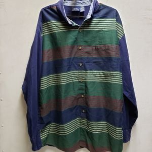 BON HOMME mens XL long sleeve striped button up shirt blue/green/red/yellow